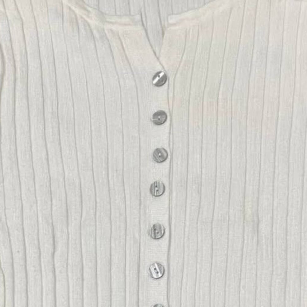 White Ribbed Button Top - image 2